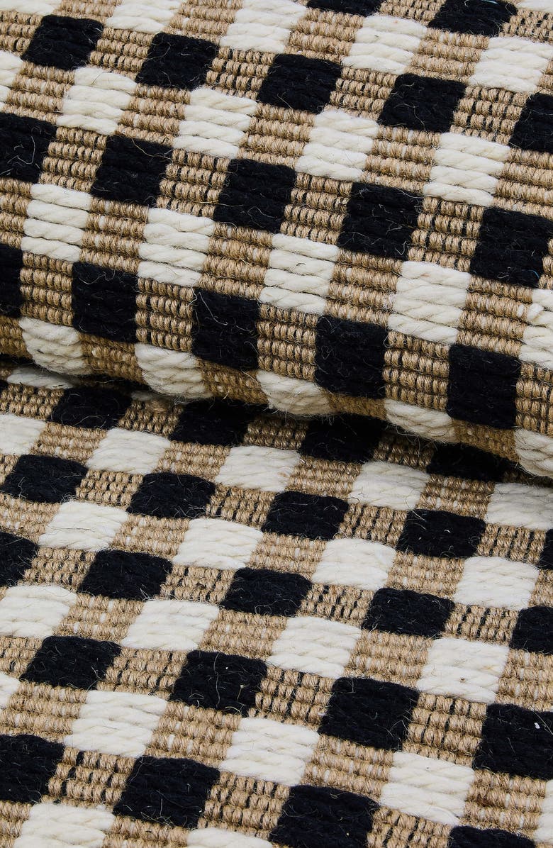 MACKENZIE CHILDS Natural Black & White Checked Rug, Alternate, color, Beige