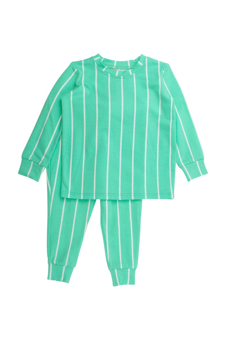 Gender Inclusive Modal Blend Long Sleeve Pajama Set, Main, color, Green Pinstripe