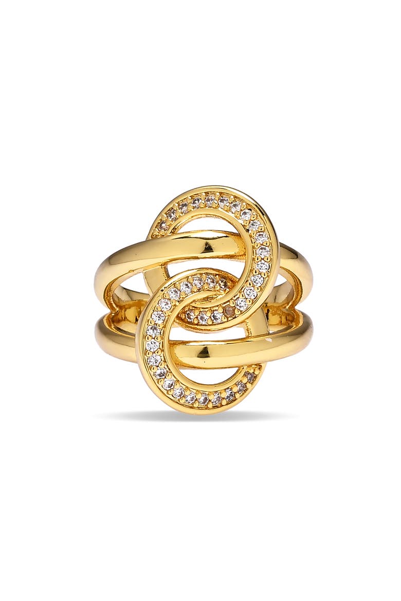 Kyra Knot 18k Gold Plated Ring, Alternate, color, GOLD