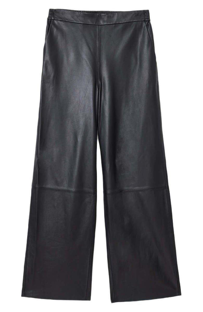 AllSaints Ash Lea Leather Pants, Alternate, color, Black