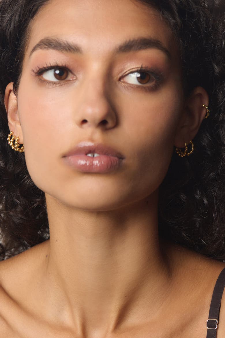 Demetra Gold Hoop Earrings, Alternate, color, Yellow Gold