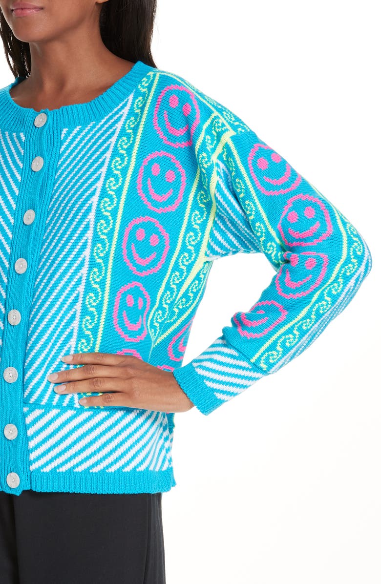 Ashley Williams Hannah Smiley Face Cardigan, Alternate, color, 