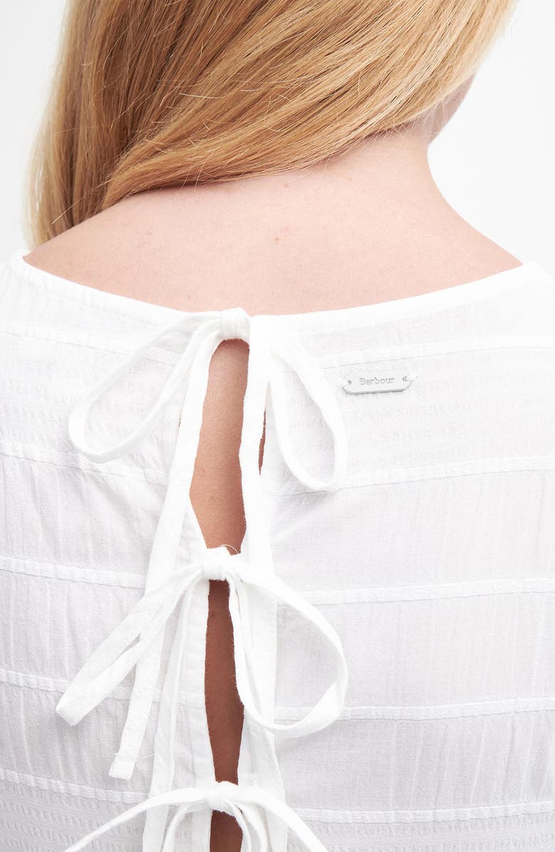 Barbour Kelburn Puff Sleeve Stretch Cotton Midi Dress, Alternate, color, White