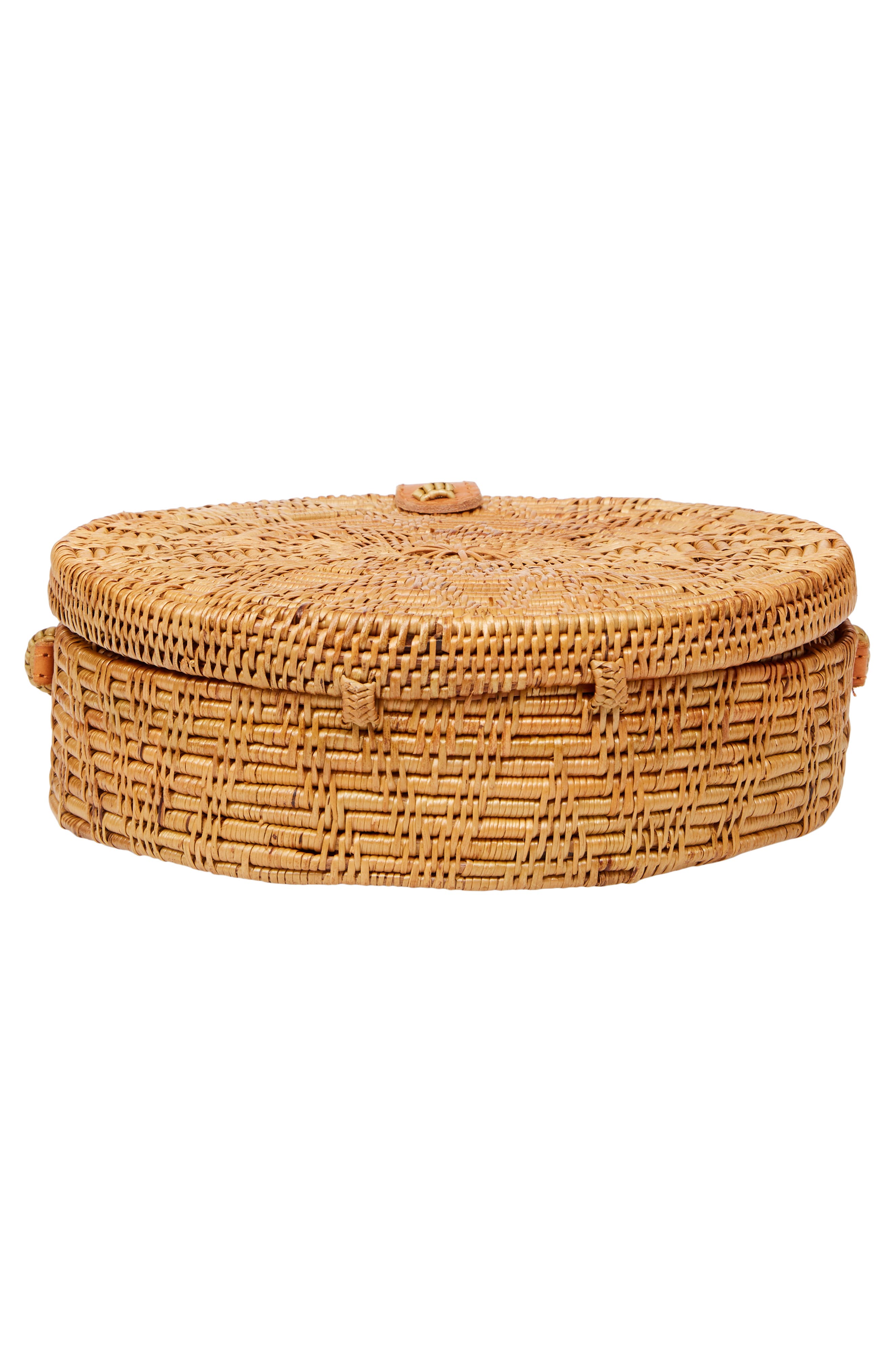 Street Level Woven Rattan Circle Basket Crossbody, Alternate, color, 