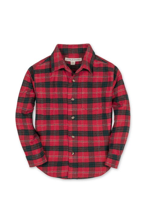 Kids' Organic Long Sleeve Flannel Button Down Shirt (Little Kid and Big Kid)
