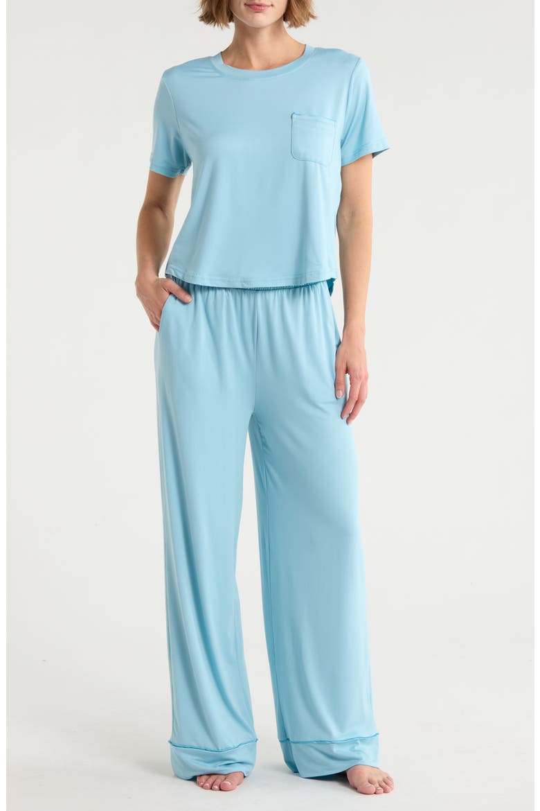 Rebalance Boxy Crop Long Pajamas, Main, color, MORNING DEW