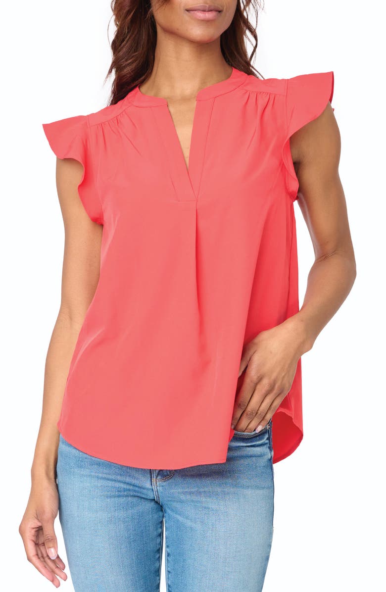 GIBSONLOOK Flutter Sleeve Top, Main, color, Hibiscus