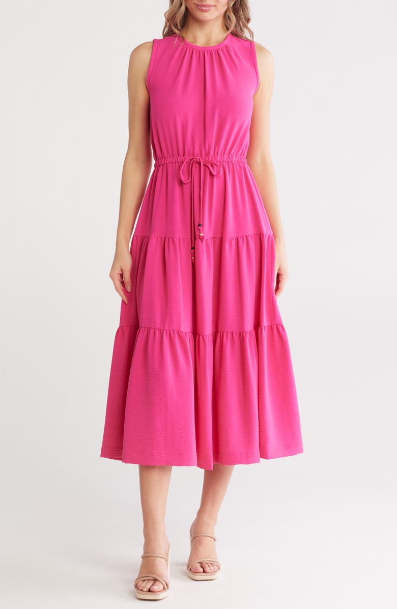 Calvin Klein Long Sleeve Mixed Media A-Line Midi Dress