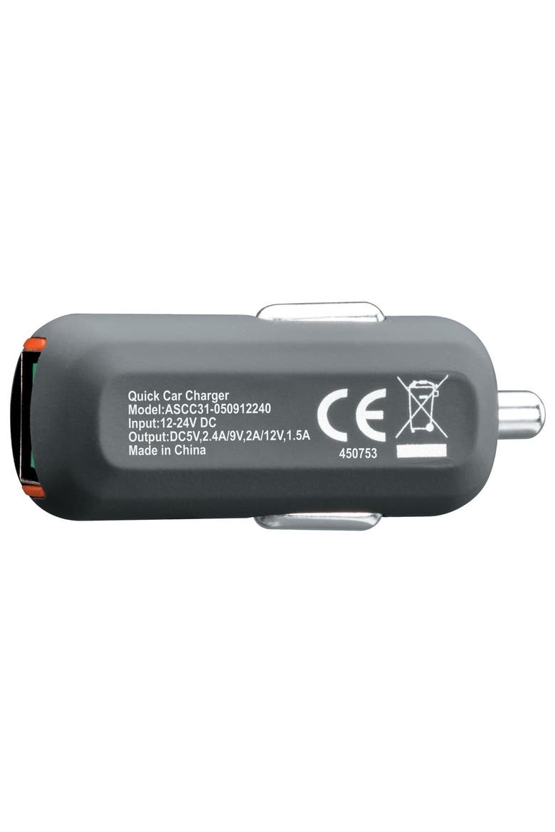 24W ULTRAFAST USB-A Universal Mini Car Charger, Alternate, color, Gray