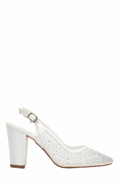 Monique Ivory Lace Slingback Shoes
