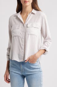 beachlunchlounge Fallon Crop Button-Up Shirt