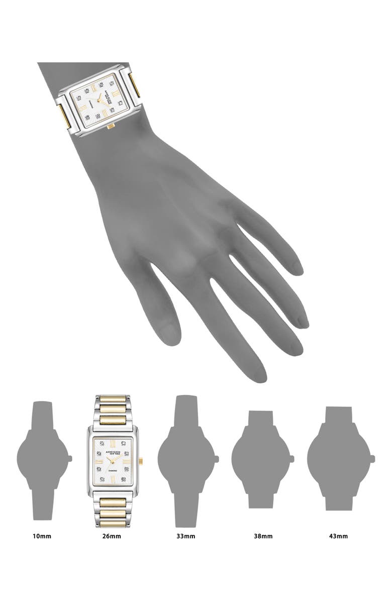 Anne Klein Three Hand Quartz Diamond Dial Bracelet Watch, 26mm x 37mm, Alternate, color,