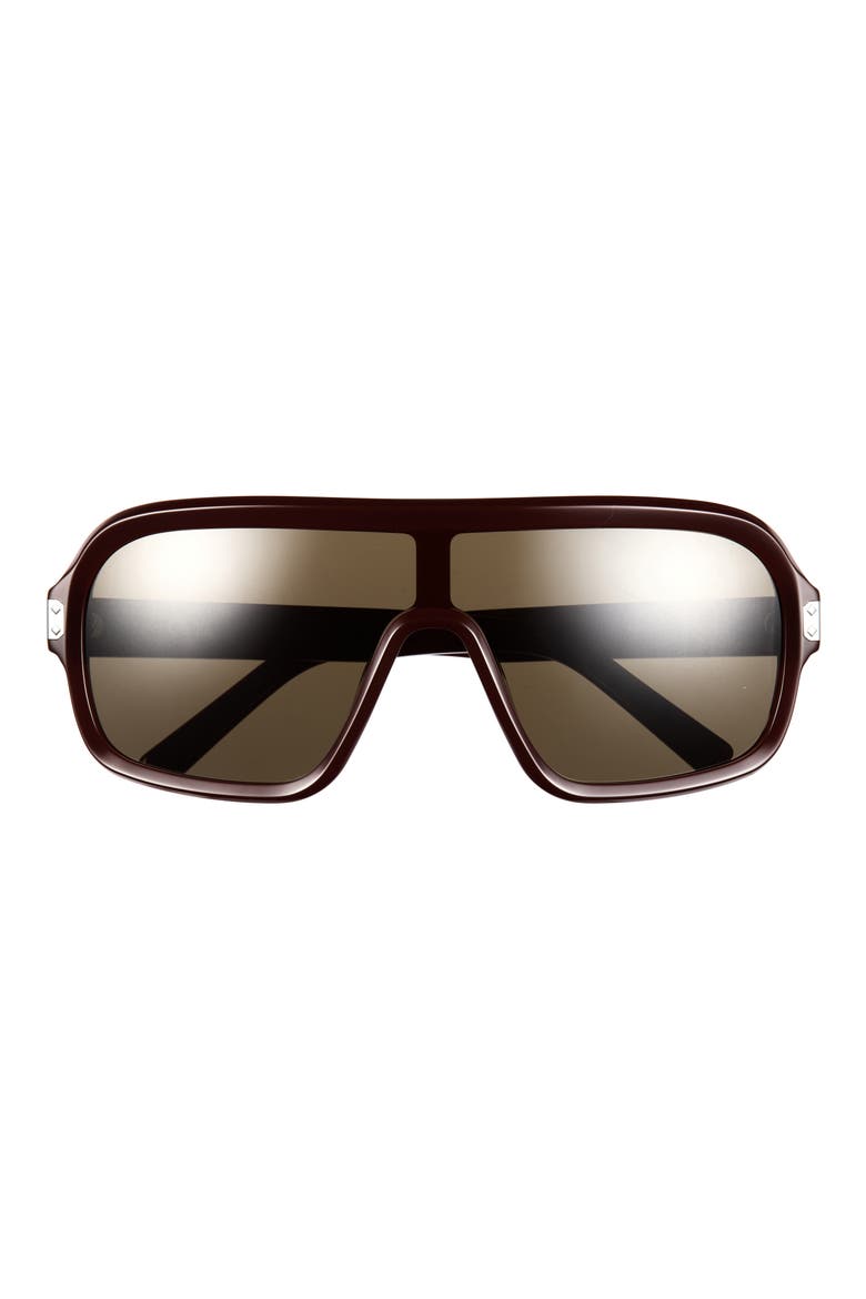 Shield Sunglasses, Main, color, SHINY DARK BROWN / GREEN