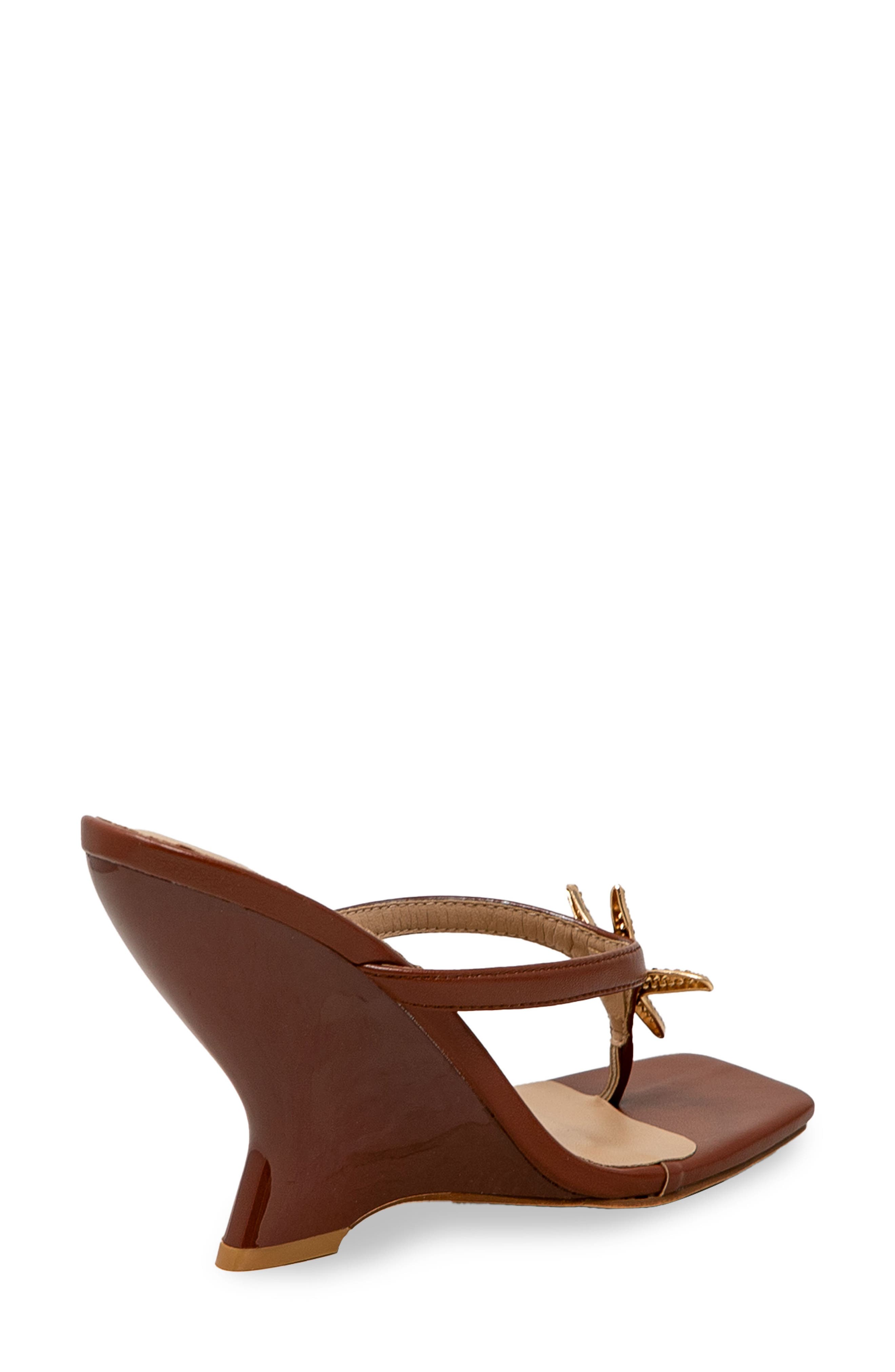 Starfish Post Toe Wedge Heel Sandal, Alternate, color, BROWN
