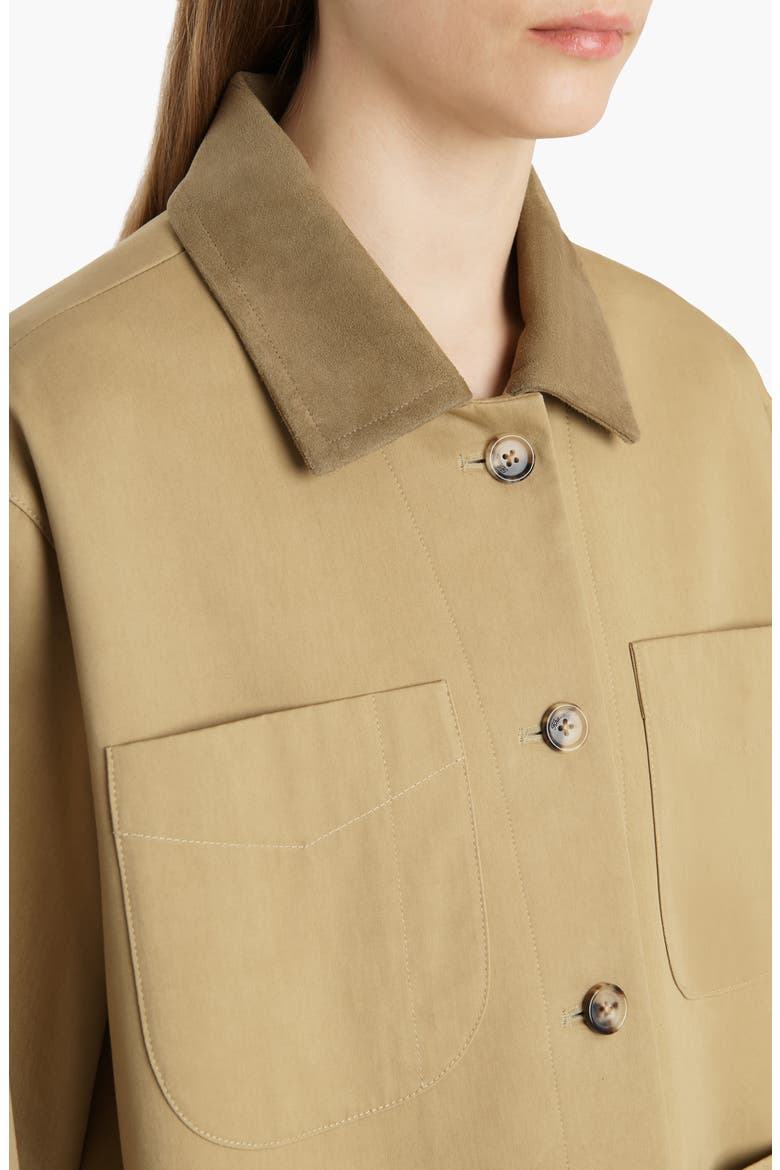 Wyatt Suede Collar Cotton Gabardine Chore Coat, Alternate, color, WHEAT