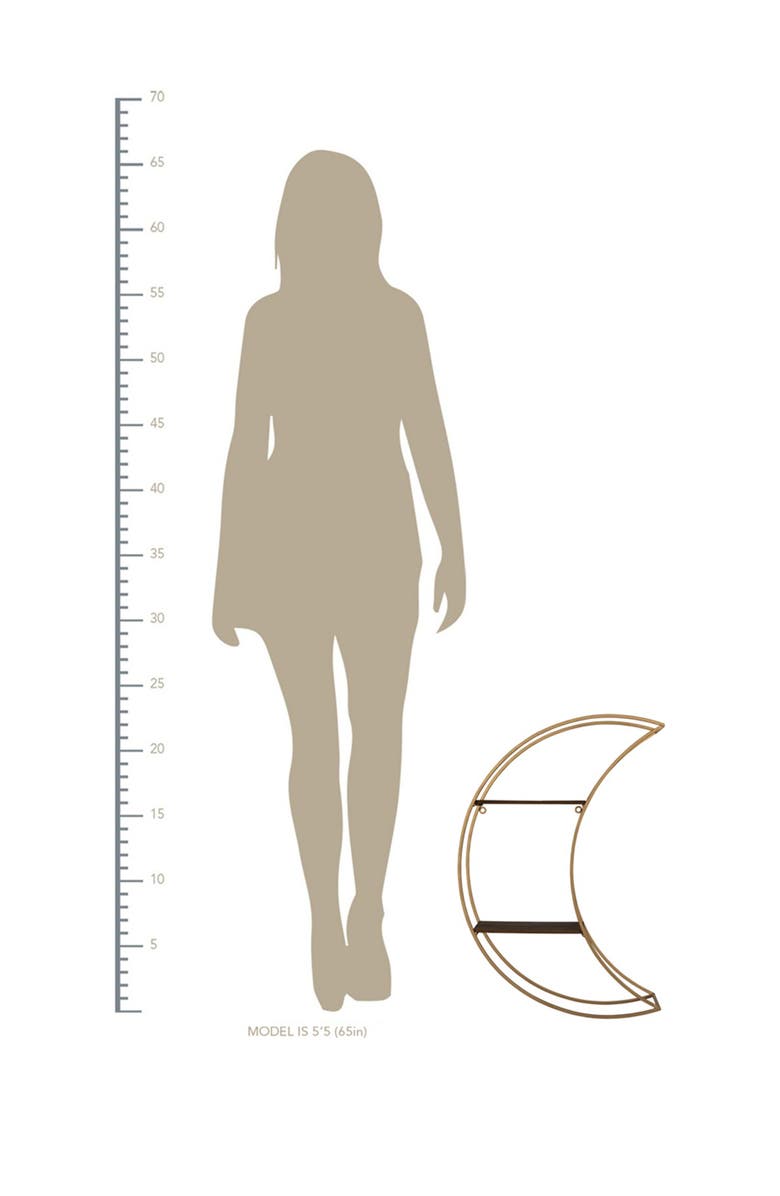 STRATTON HOME DECOR Gold Moon Wall Shelf, Alternate, color, 