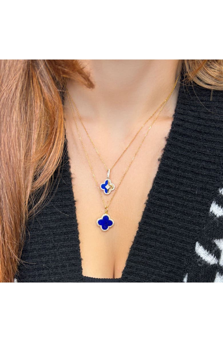 The Lovery Fine Jewelry Lapis and Gold Diamond Clover Charm, Alternate, color, Lapis