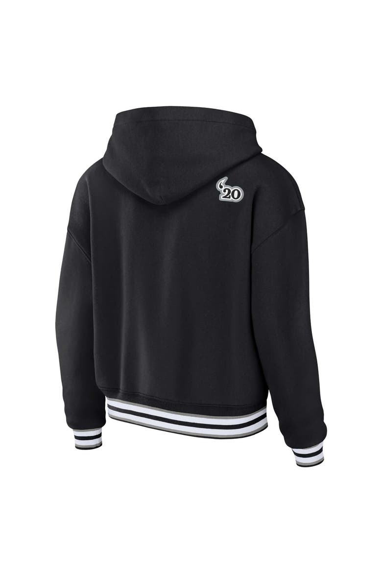 Women's WEAR by Erin Andrews Black Las Vegas Raiders Lace-Up Pullover Hoodie, Alternate, color, Black
