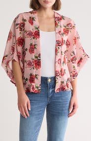 BCBGeneration Rose Print Cardigan