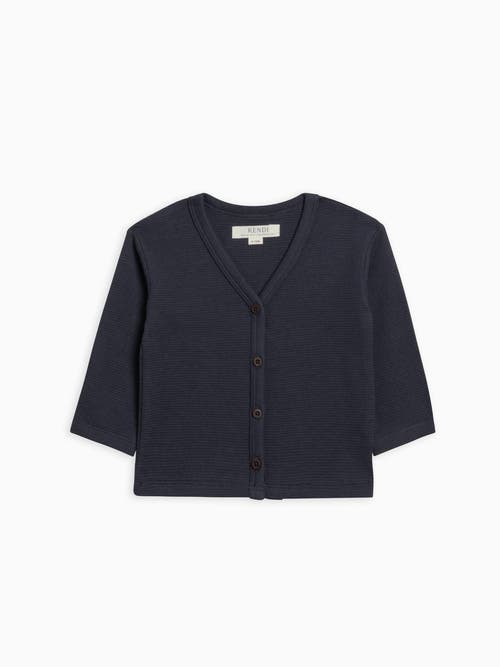 Kendi Wells Waffle Knit Button Cardigan In Blue