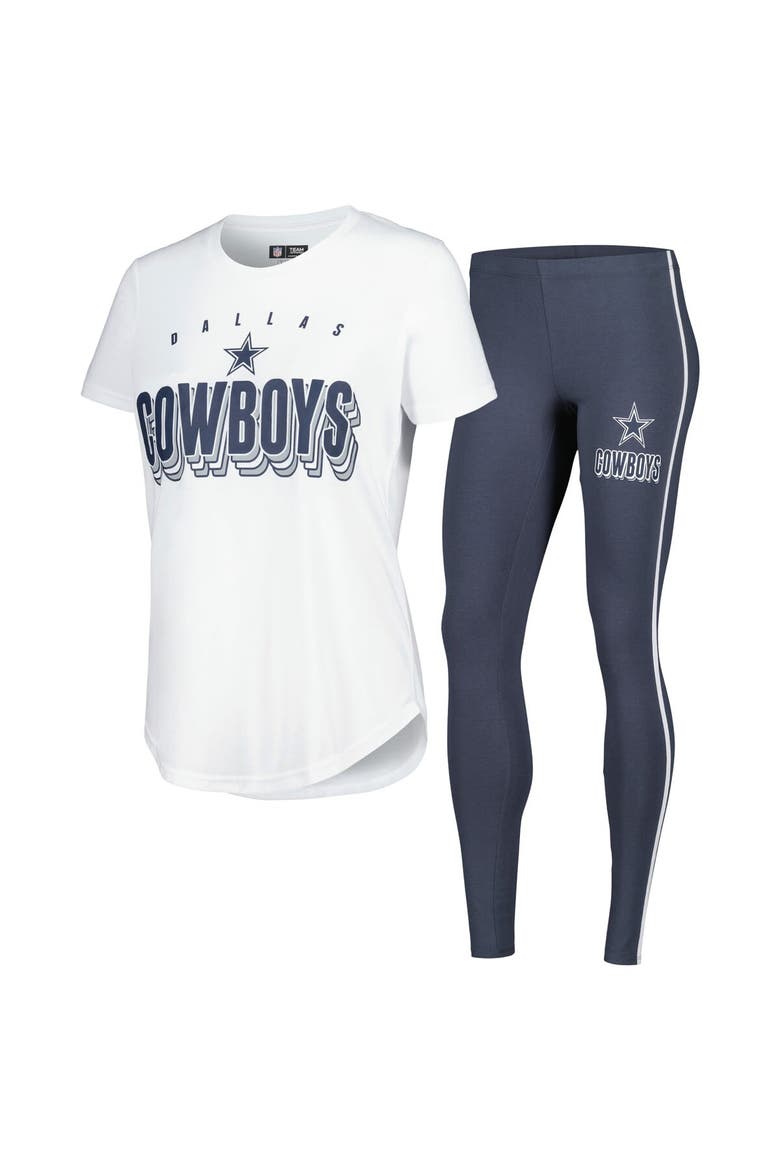 Women's Concepts Sport White/Charcoal Dallas Cowboys Sonata T-Shirt & Leggings Set, Main, color, White
