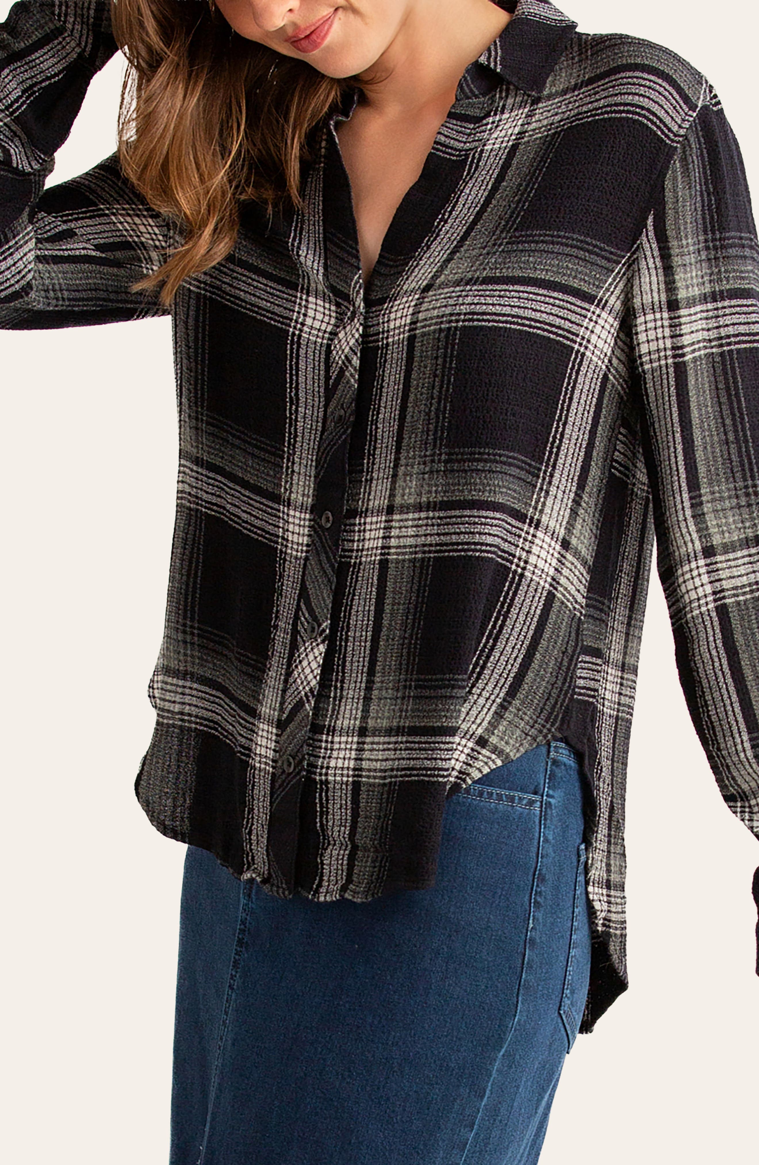 Bella Dahl Pucker Plaid Long Sleeve Shirt (Women) | Nordstromrack
