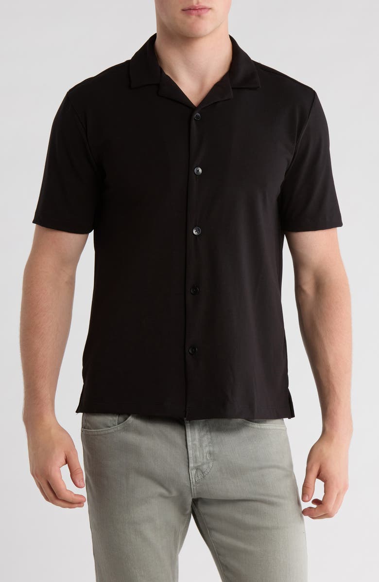 DENIM AND FLOWER Camp Shirt, Main, color, Black