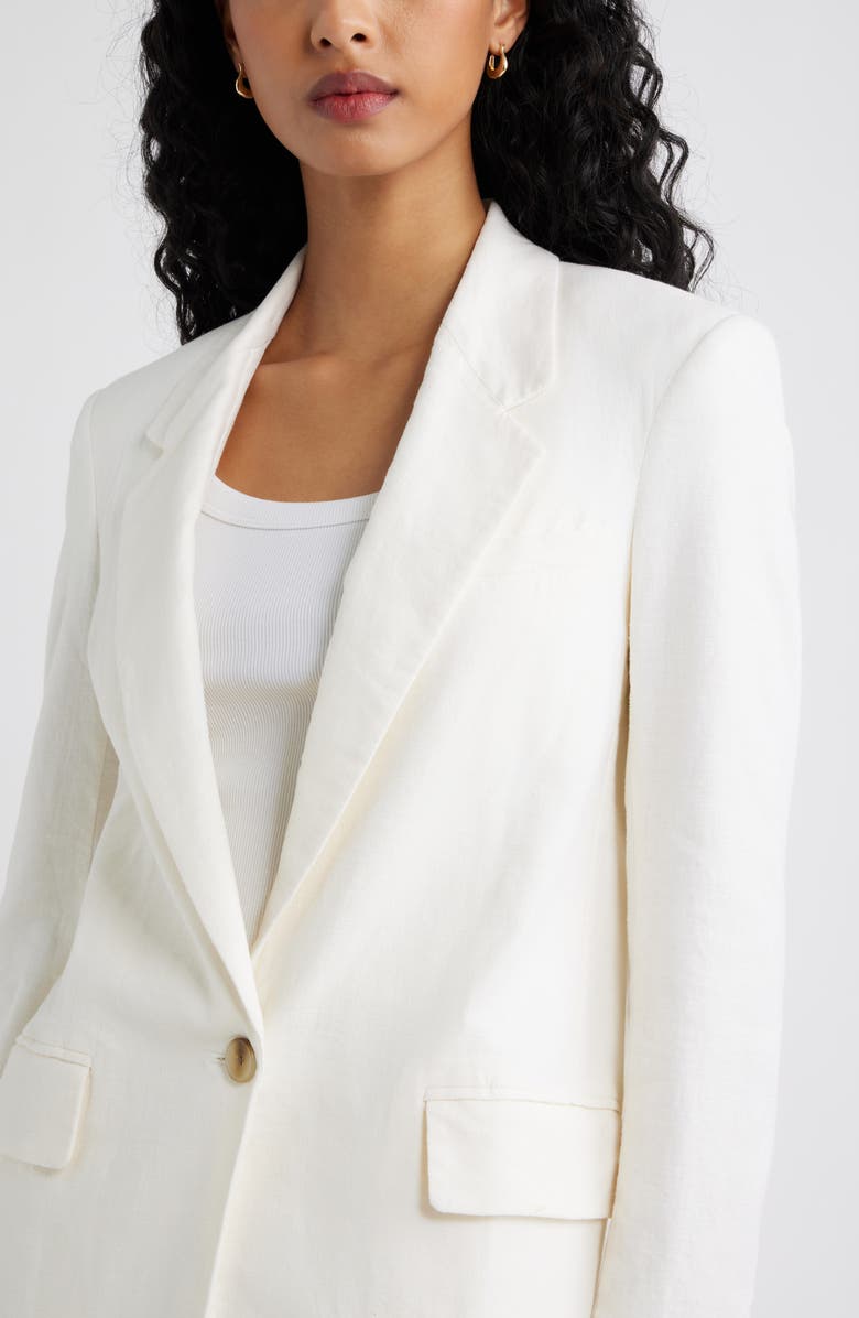 Open Edit Everyday Linen Blend Blazer, Alternate, color, White
