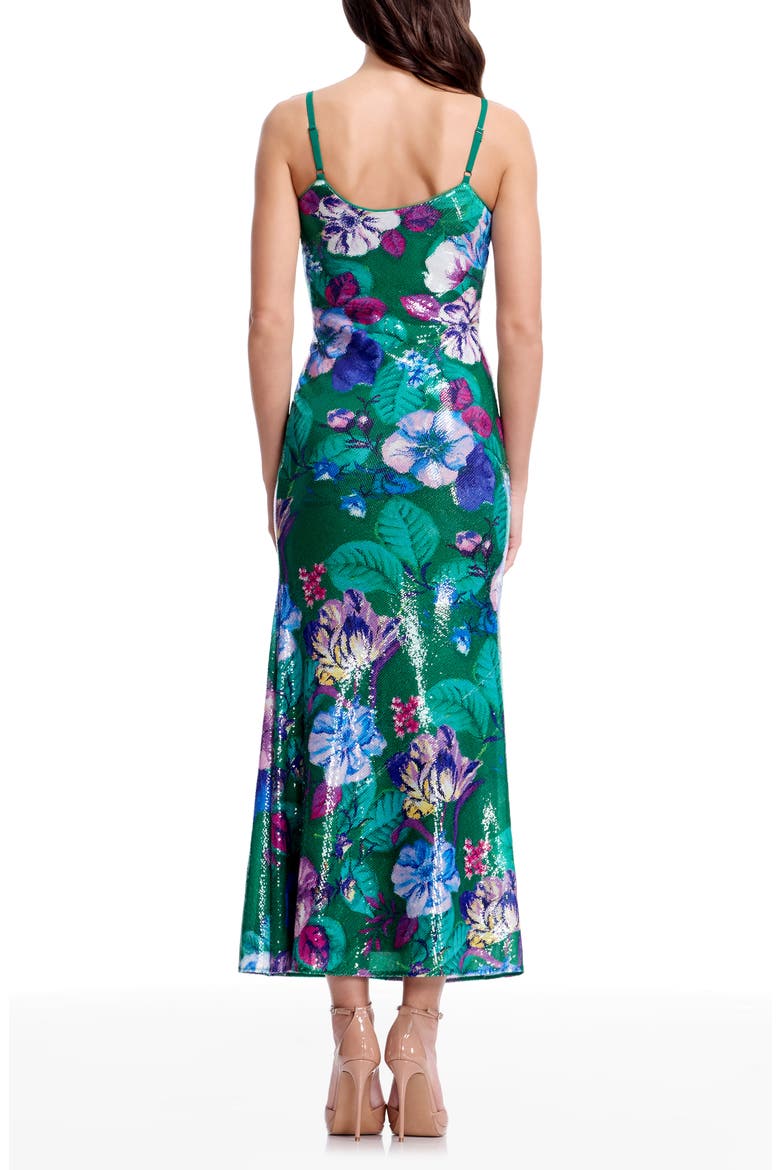 Susan Sequin Floral Cocktail Midi Dress, Alternate, color, KELLY GREEN MULTI