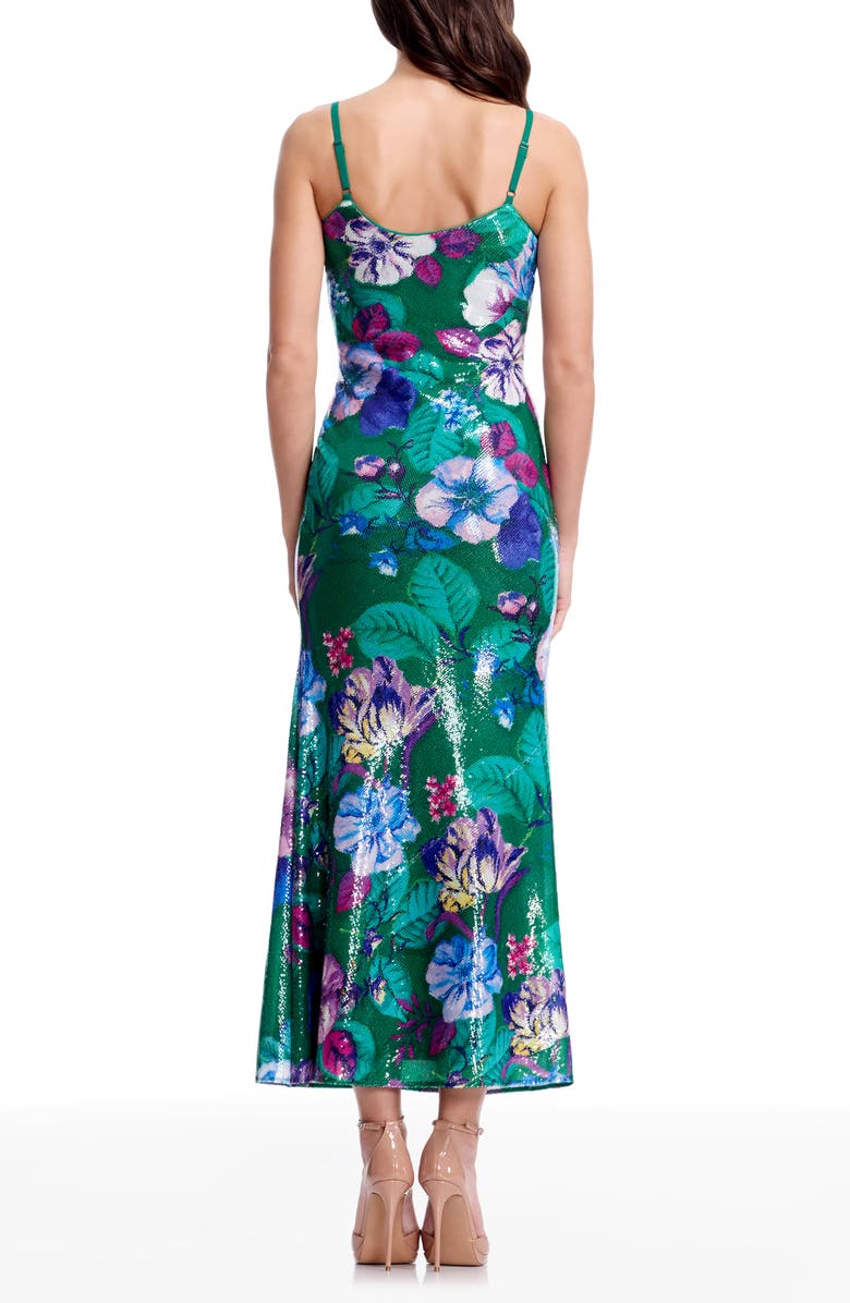 Dress the Population Susan Sequin Floral Cocktail Midi Dress, Alternate, color, Kelly Green Multi