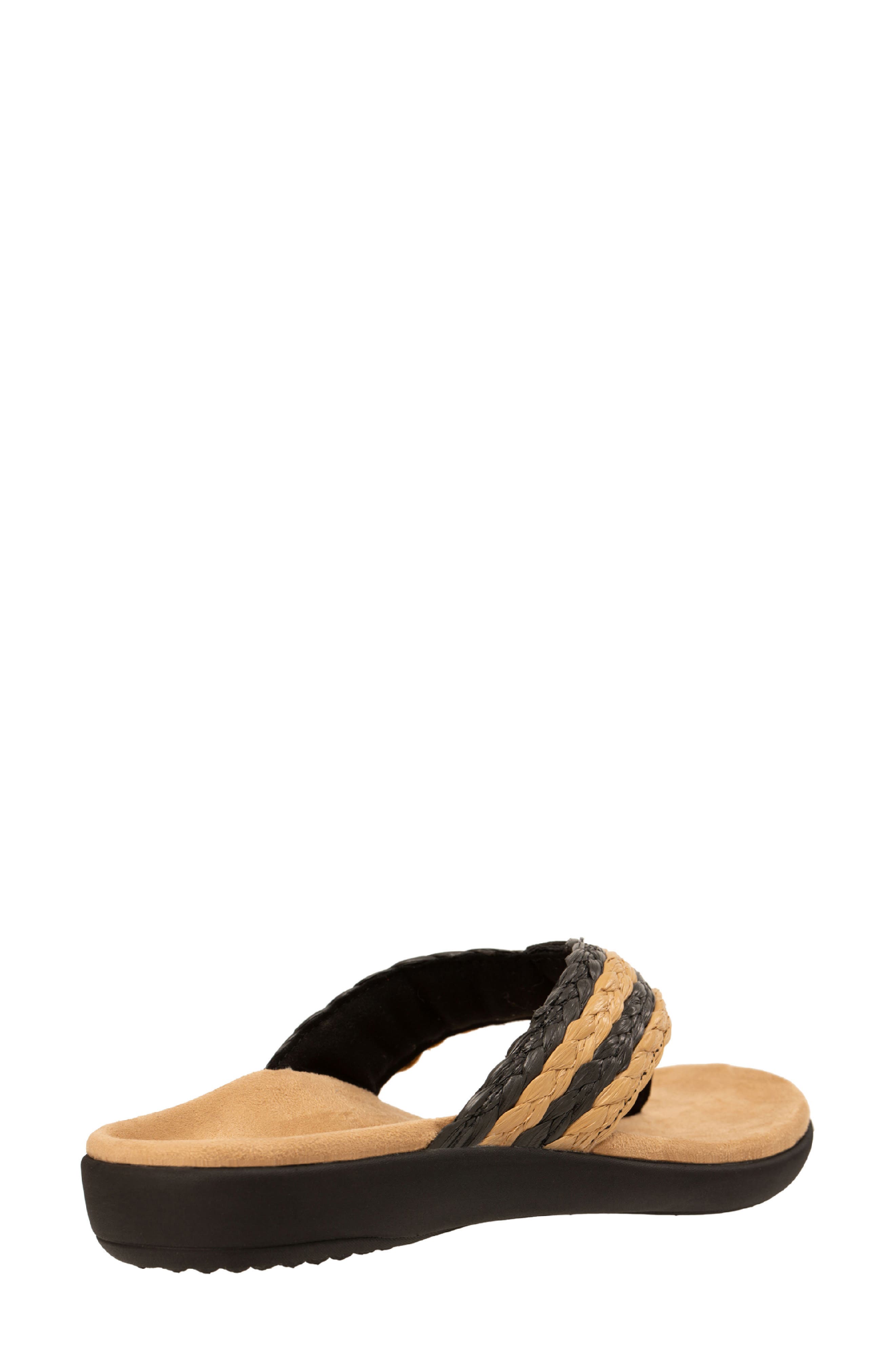 Yumi Raffia Flip Flop, Alternate, color, BLACK TAN