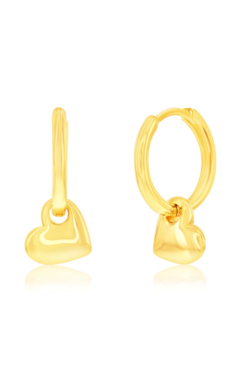 Sterling Silver Heart Huggie Earrings, Main, color, Gold