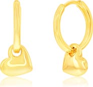 Donatello Gian Sterling Silver Heart Huggie Earrings