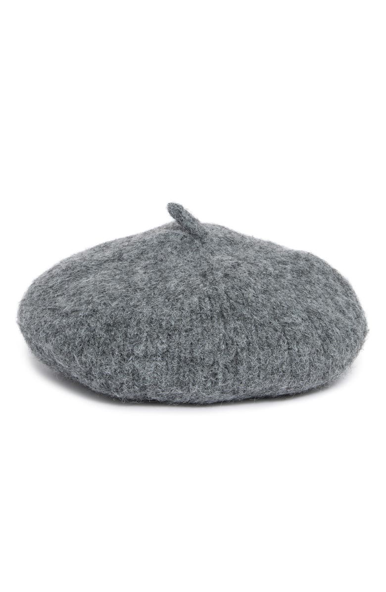 Steve Madden What the Fuzz Beret, Alternate, color, Grey