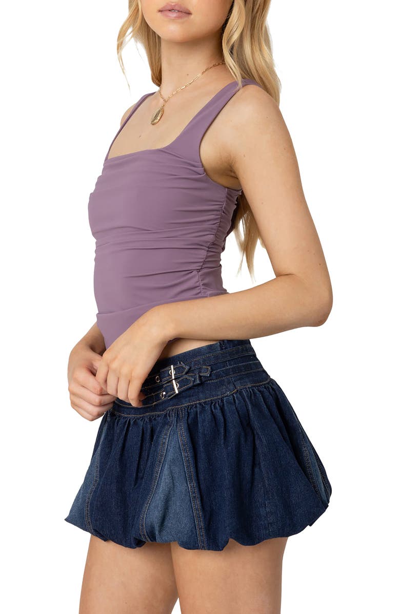 EDIKTED Rio Ruched Tank Top, Alternate, color, Purple