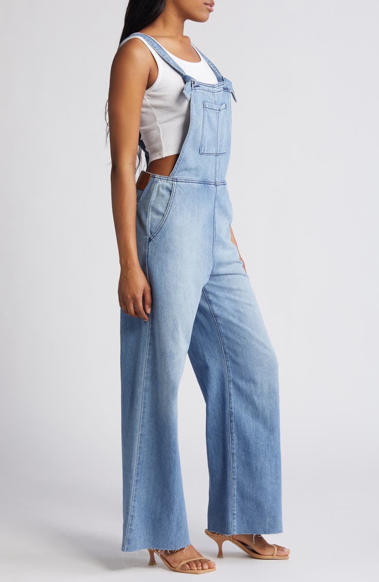 HIDDEN JEANS Frayed Hem Denim Overalls, Alternate, color, 