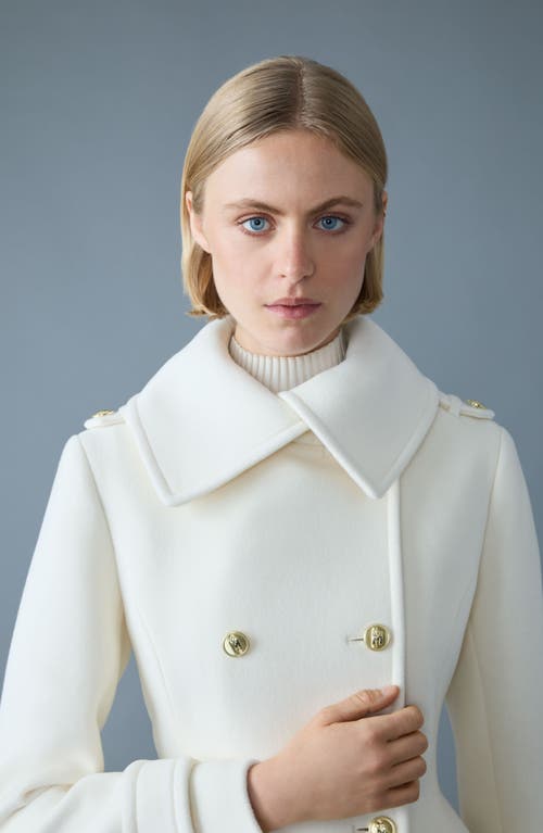 Mackage Elodie Double Breasted Military Maxi Coat In White