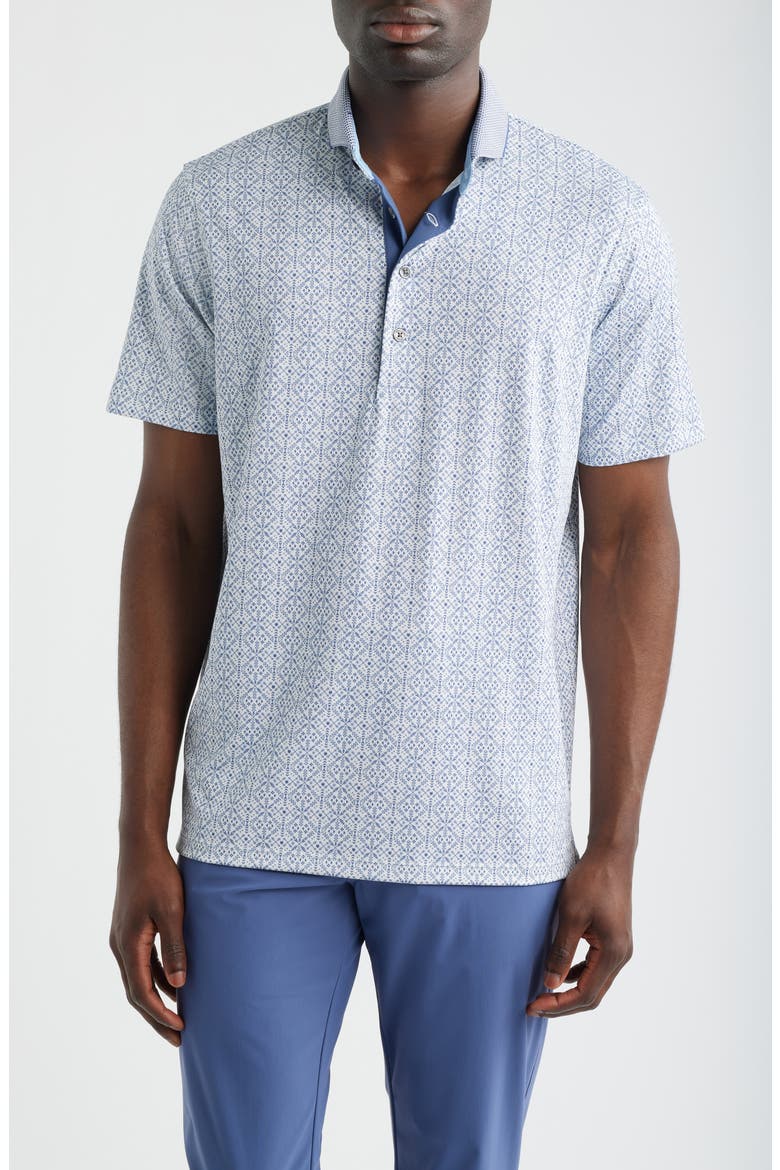 Echo Falls Geo Print Performance Golf Polo, Main, color, ARCTIC