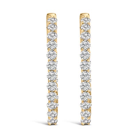 14K Gold 1.0 Cttw Oval Lab Grown Diamond Hoop Earrings