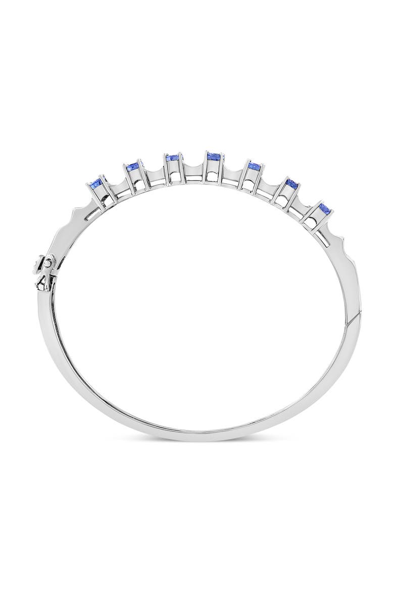 14K White Gold Blue Tanzanite and 1/4 Cttw Diamond Bangle, Alternate, color, White