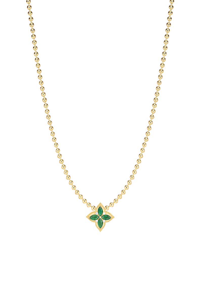 GABI RIELLE 14K Gold Plated Sterling Silver CZ Clover Pendant Necklace, Main, color,