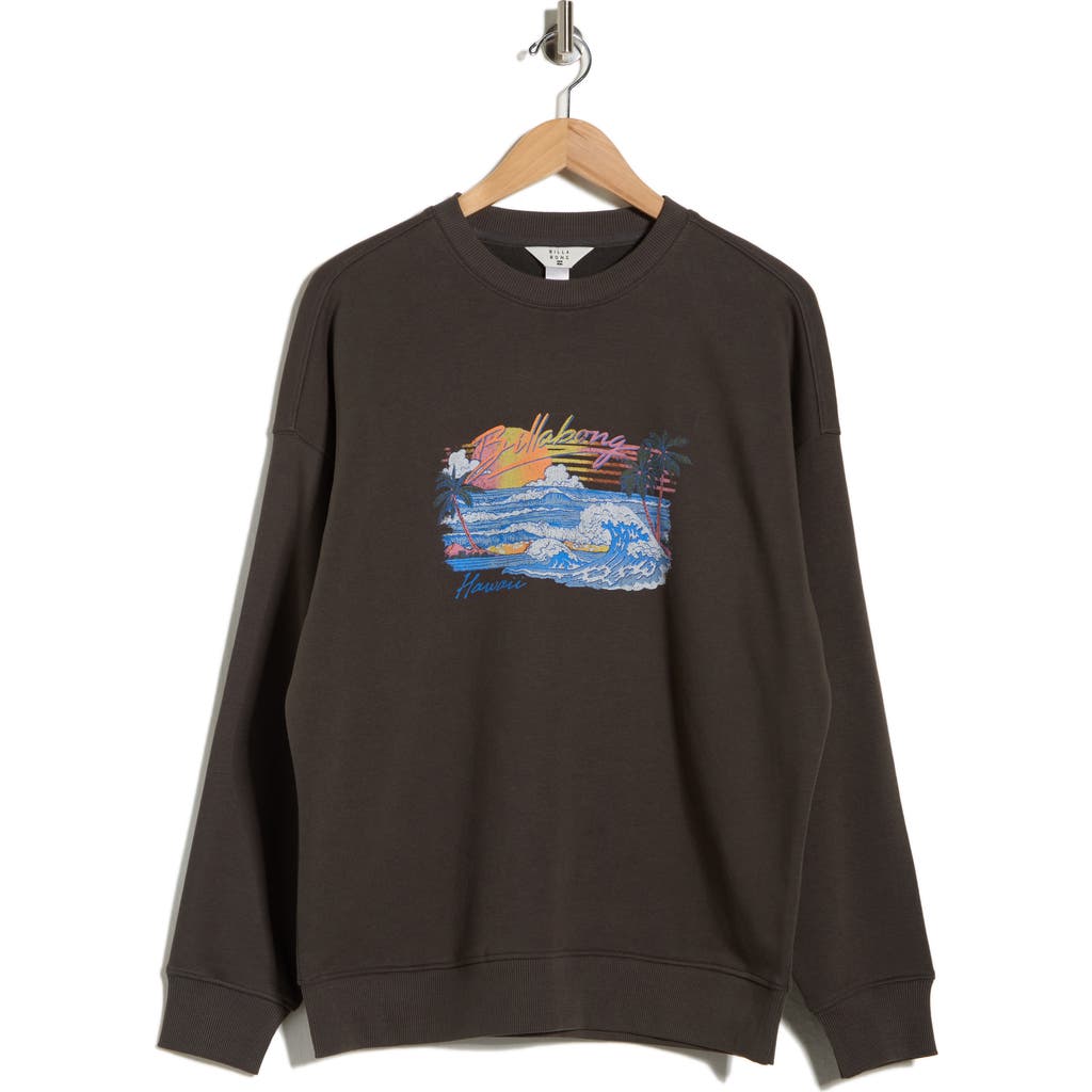Billabong Take Me Back Oversize Pullover In Washed Black