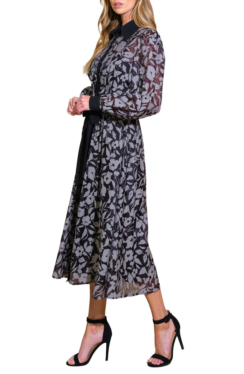 FLYING TOMATO Tie Waist Midi Shirtdress, Alternate, color, 