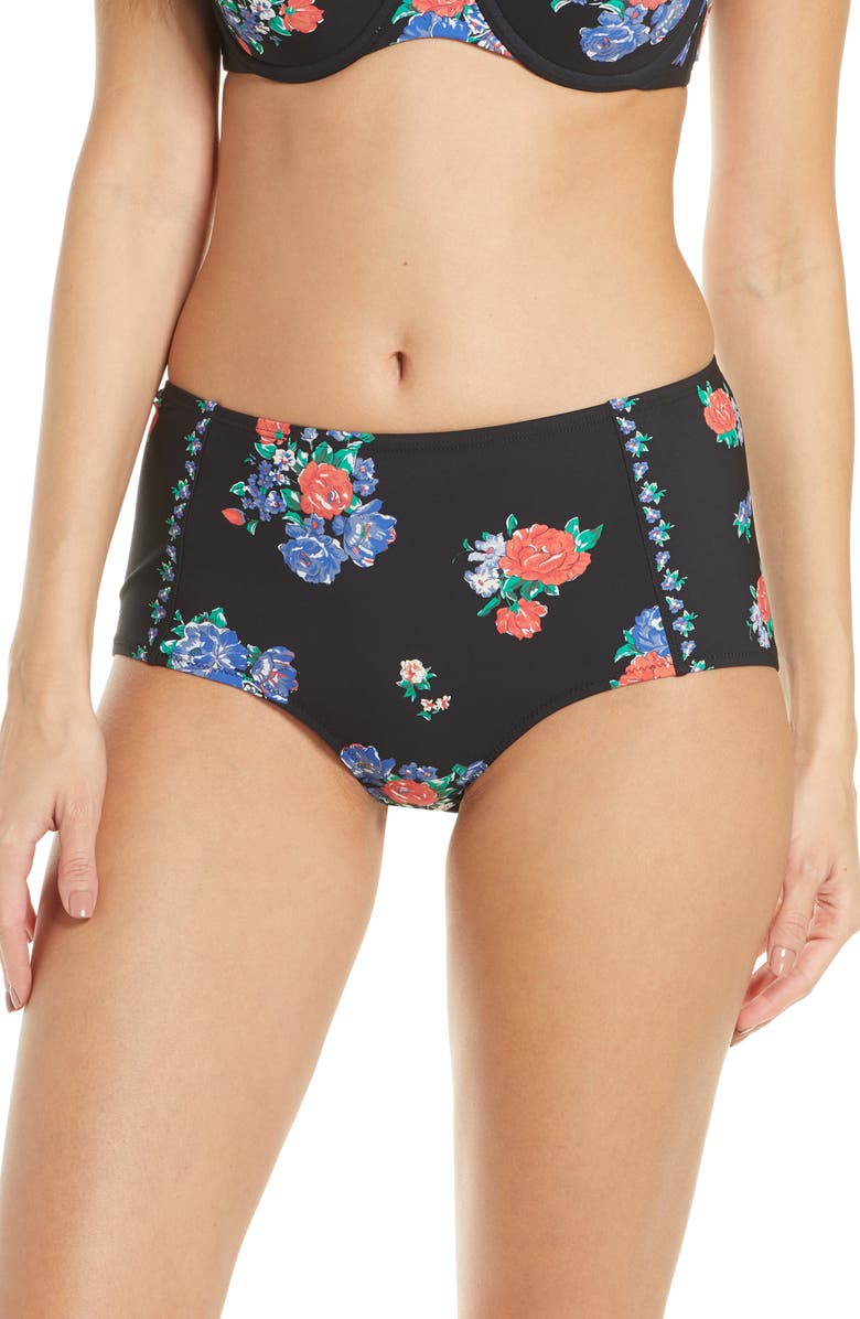 Tory Burch High Waist Floral Bikini Bottoms, Main, color, 