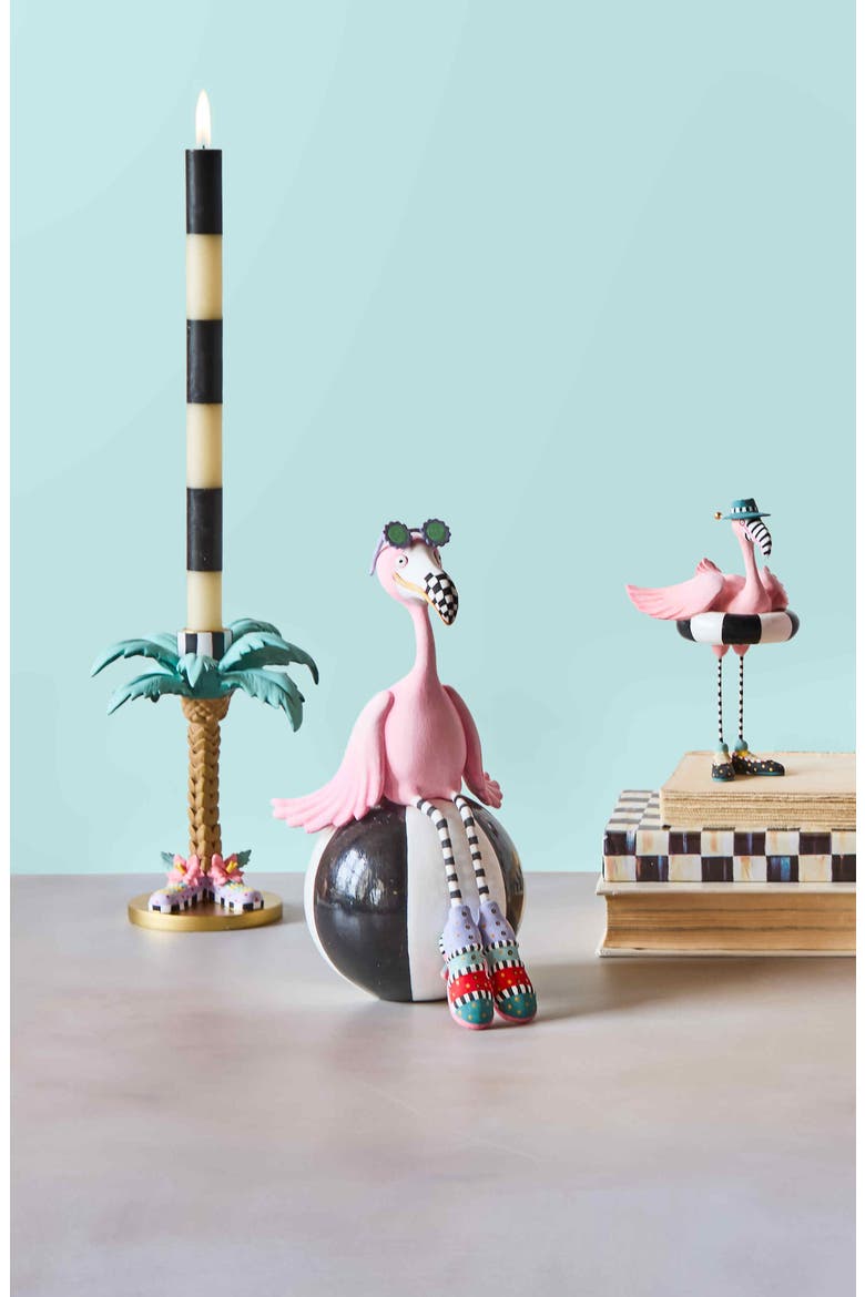 Patience Brewster Shelia Flamingo on Ball Figurine, Alternate, color, PINK