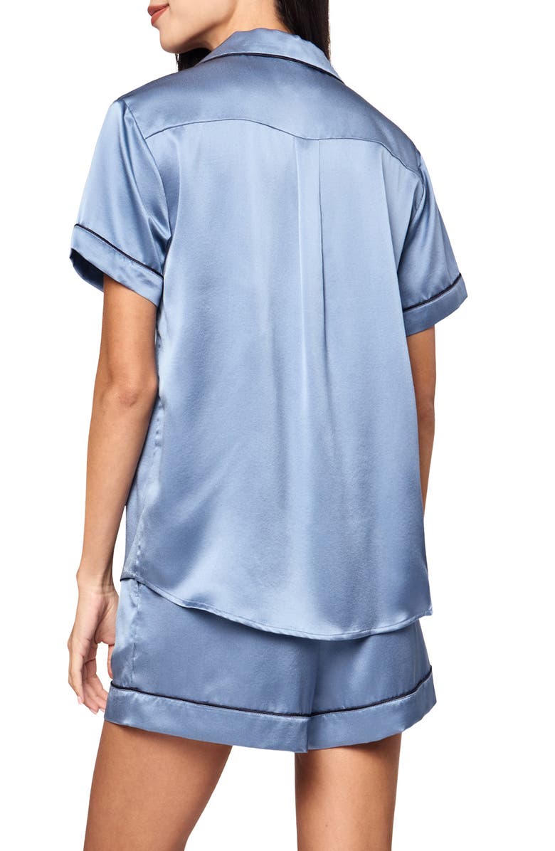 Petite Plume Mulberry Silk Short Pajamas, Alternate, color, Blue