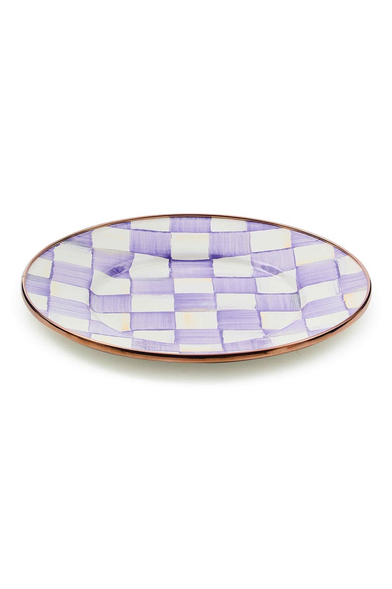 Violet Check Salad/Dessert Plate, Main, color, VIOLET