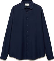 MANGO Slim Fit Cotton Poplin Suit Button-Up Shirt