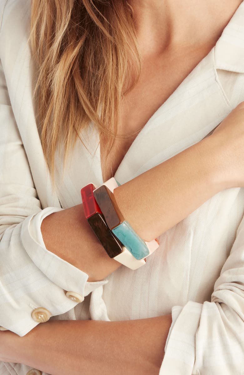 Sole Society Set of 2 Hexagonal Stretch Bangles, Alternate, color,