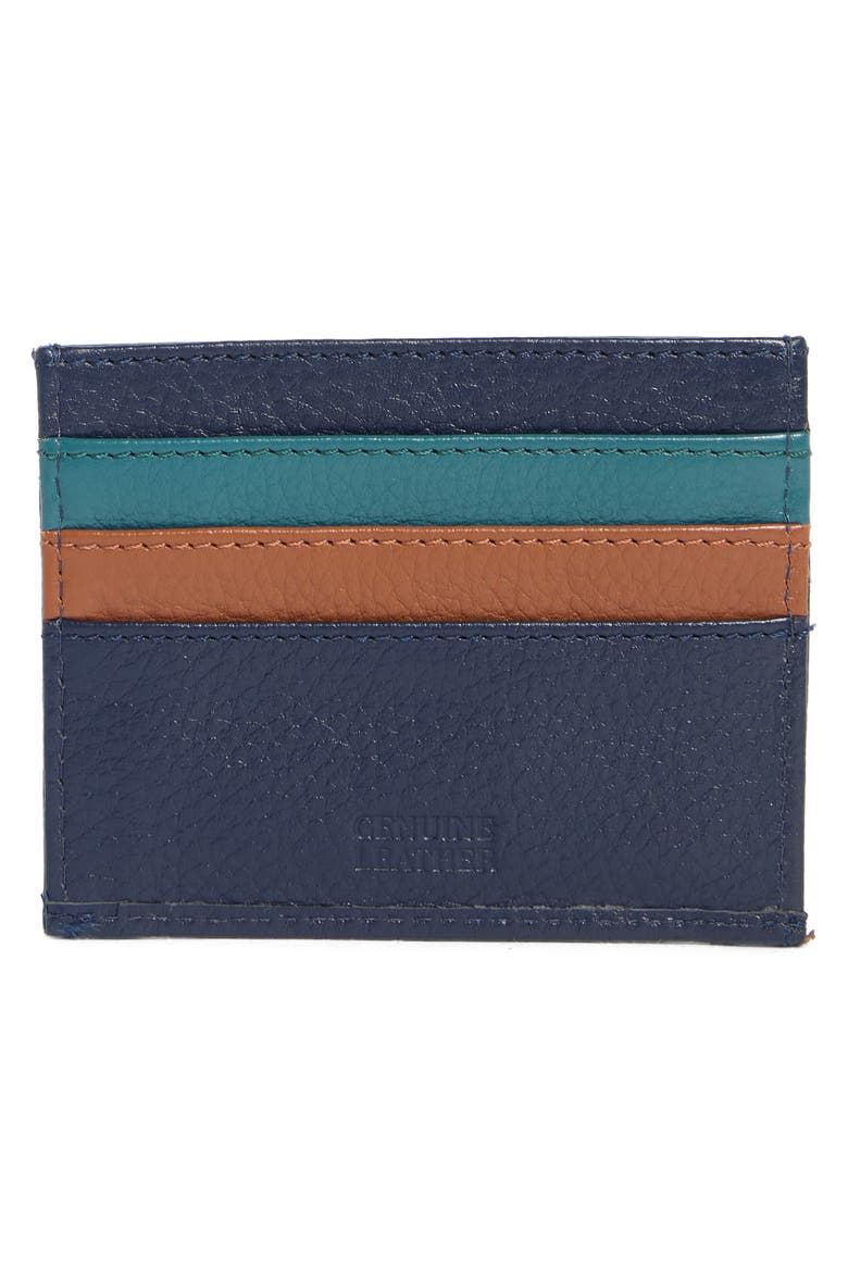 Fiona Leather Card Case, Alternate, color, NAVY/ COGNAC/ TEAL